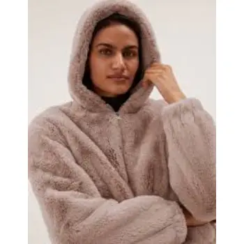 Faux Fur Hooded Bomber Jacket